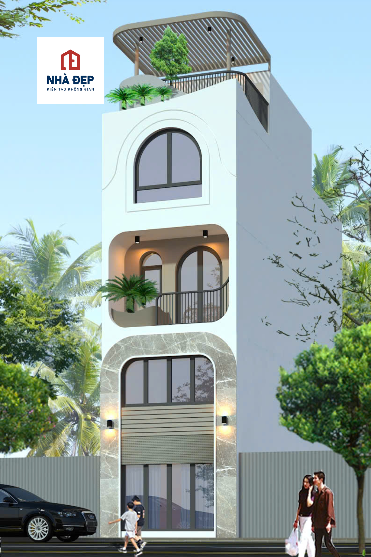 Mẫu nhà phố 5 tầng 4x14m tại Gò Vấp hiện đại, tối ưu diện tích