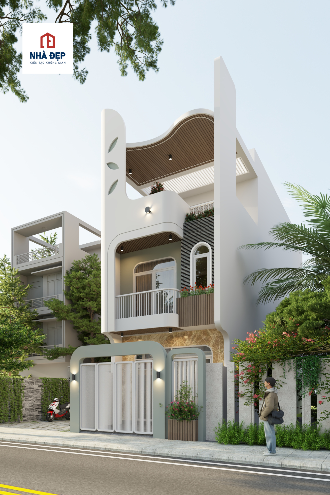 Thiết kế nhà phố 1 trệt 2 lầu 5x15m hiện đại tại Tân Phú