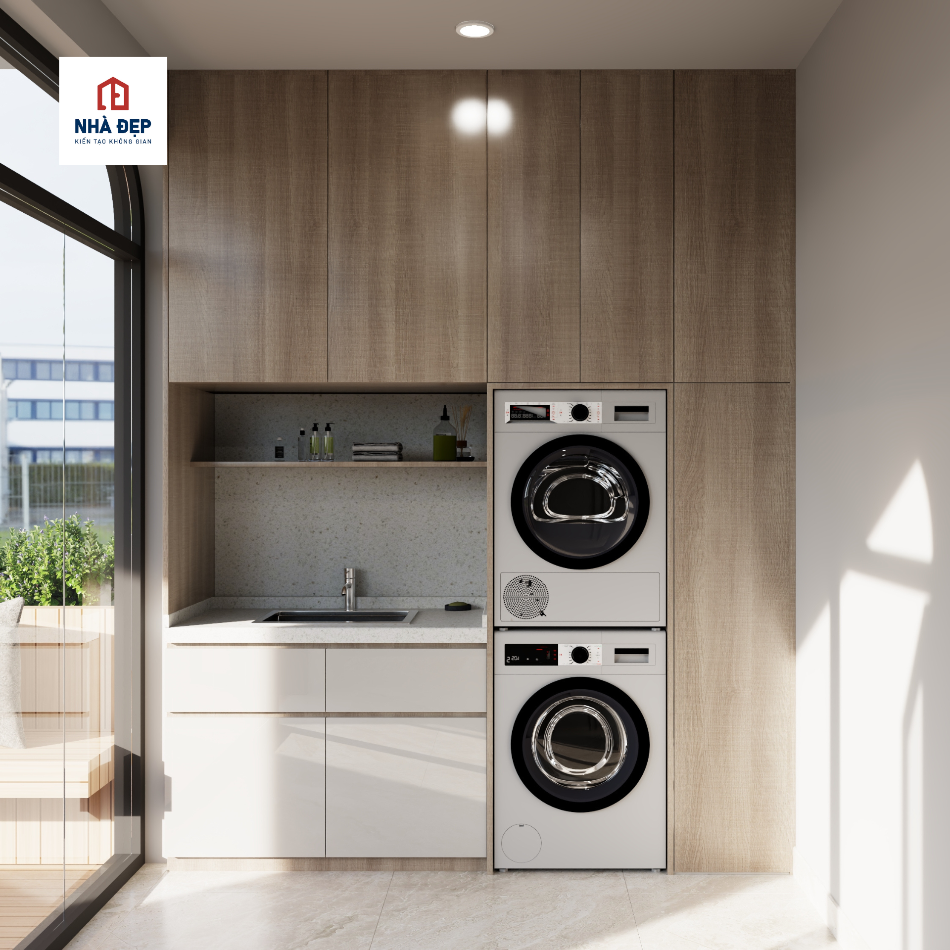 Khu giặt đồ nối liền sân thượng