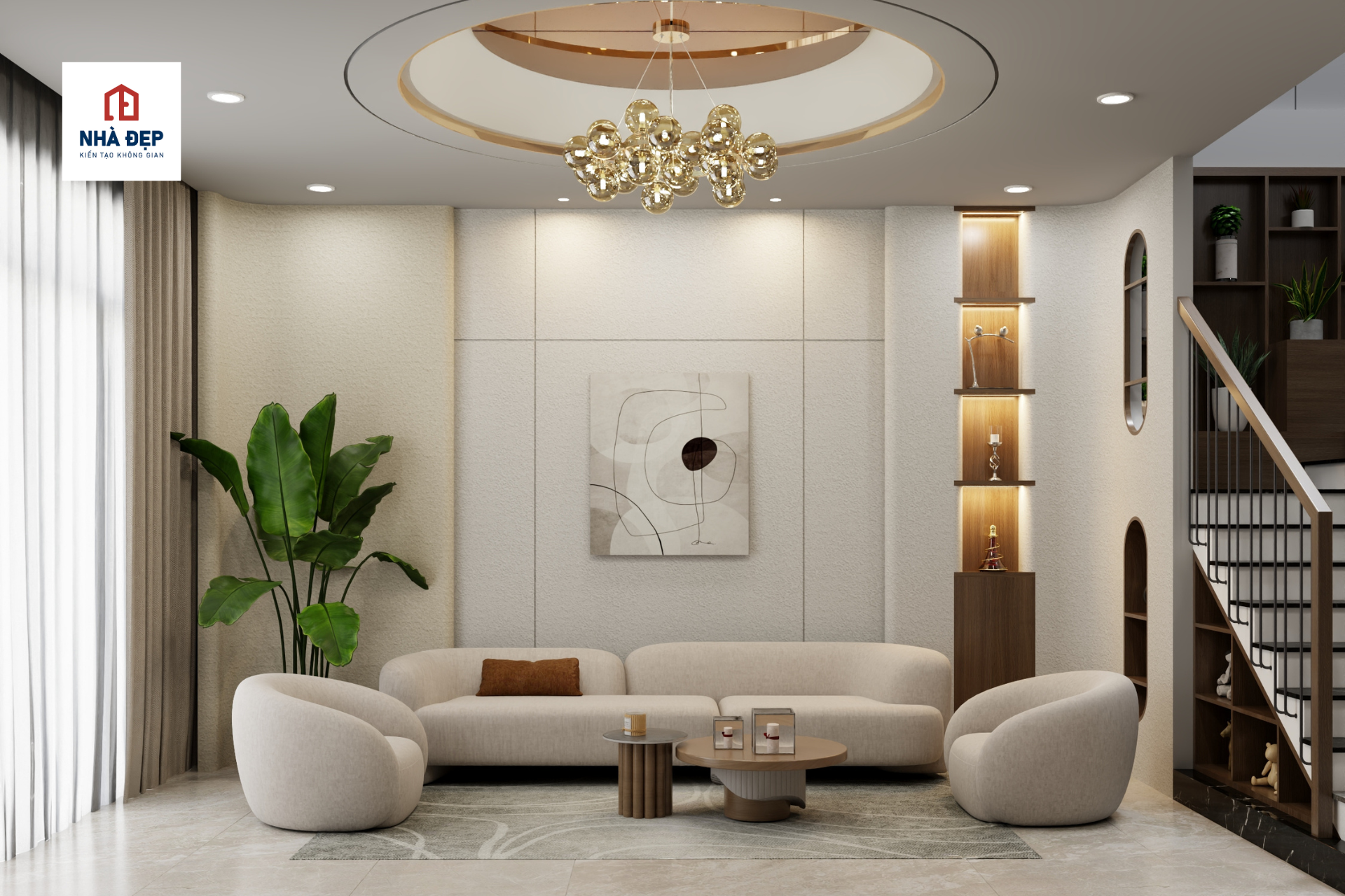 Nội thất bên trong thiết kế 1 trệt 2 lầu